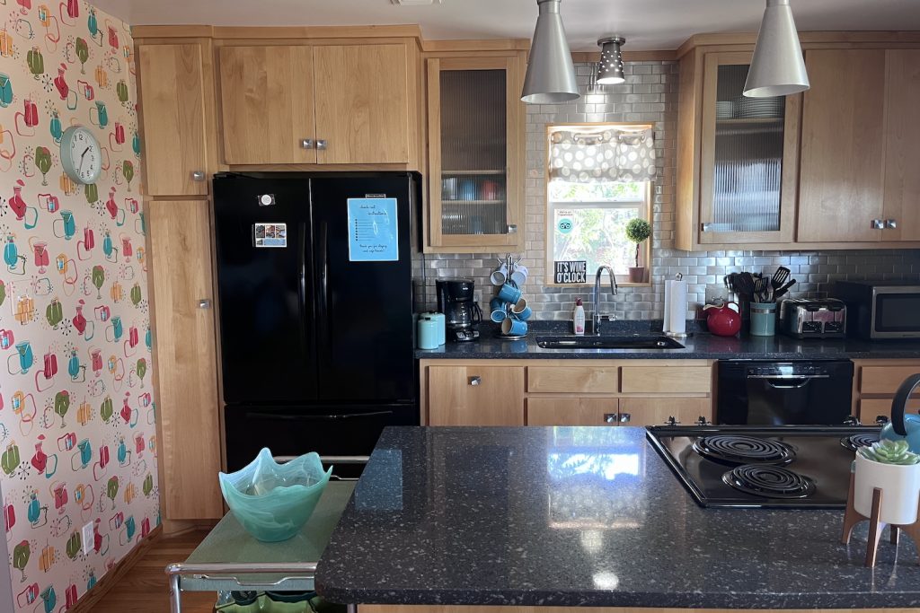 Kitchen at Stardust Retro Retreat - A Mid-Century Modern vacation rental in Coleman, Texas - 3 bedrooms on 2 acres